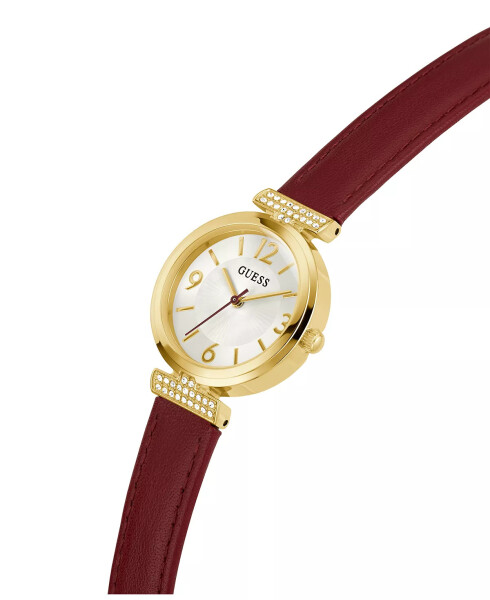 Women's Analog Red Leather Watch 28mm Red - 4