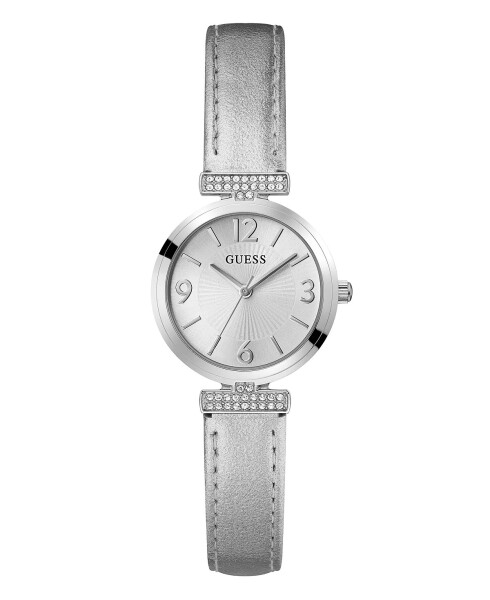 Women's Analog Silver-Tone Leather Watch 28mm Silver-Tone - 1