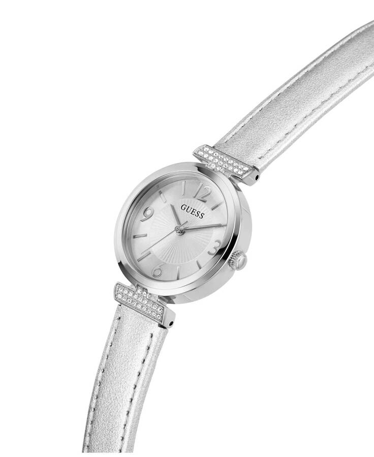 Women's Analog Silver-Tone Leather Watch 28mm Silver-Tone - 4