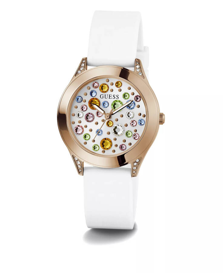 Women's Analog White Silicone Watch 34mm White - 5