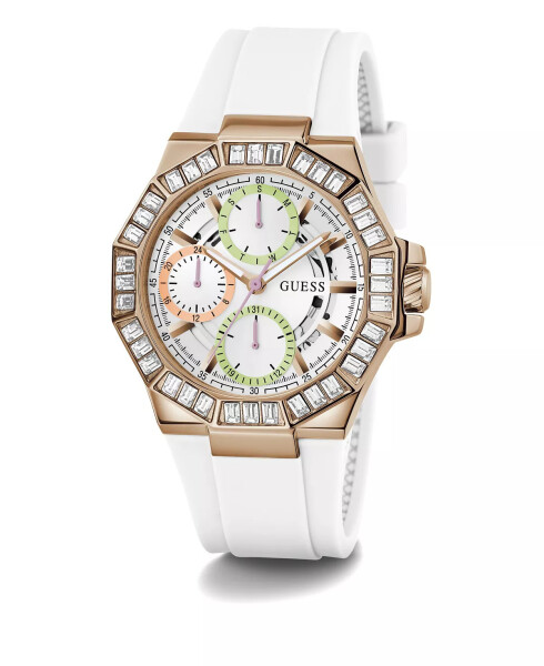 Women's Analog White Silicone Watch 39mm White - 5