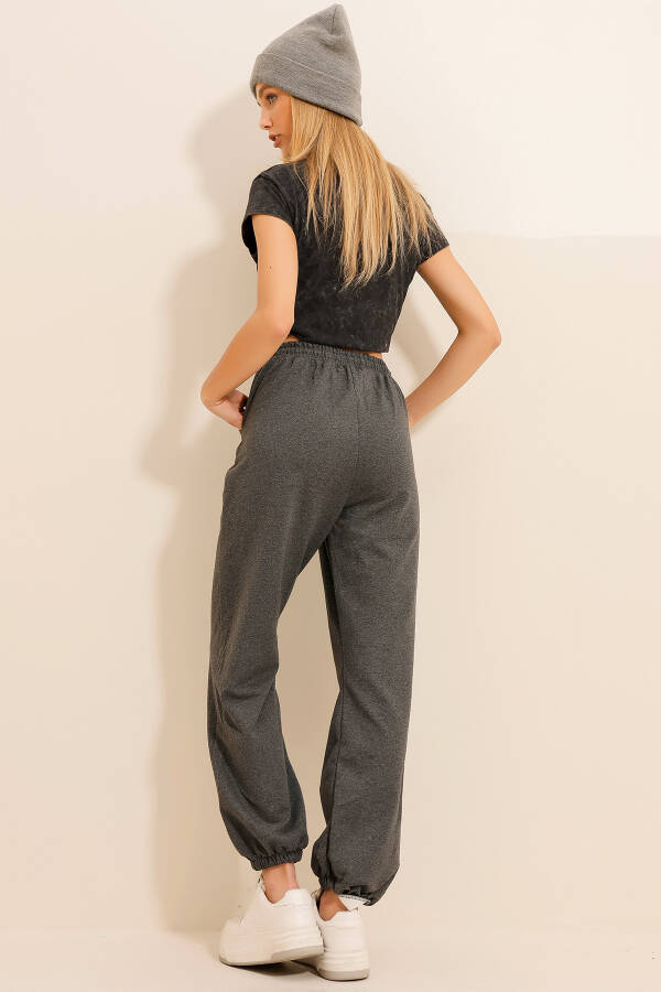 Women's Anthracite Cuffed Two-Thread Sweatpants ALC-Y2933 - 5