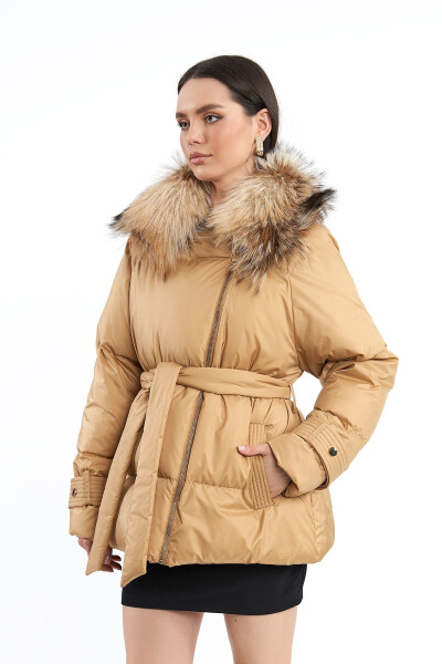 Women's Argante Fur Collar Zipper Closure Regular Short Puffer Jacket - 9