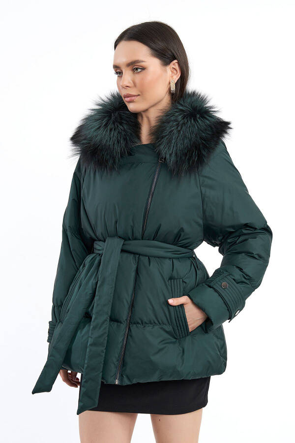 Women's Argente Fur Collar Zipper Closure Regular Short Puffer Jacket - 9