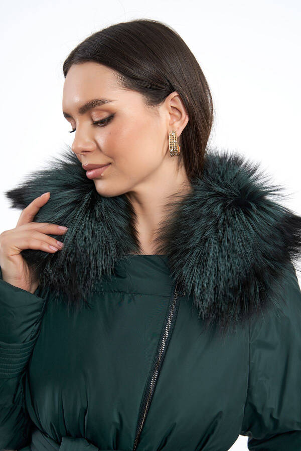 Women's Argente Fur Collar Zipper Closure Regular Short Puffer Jacket - 10