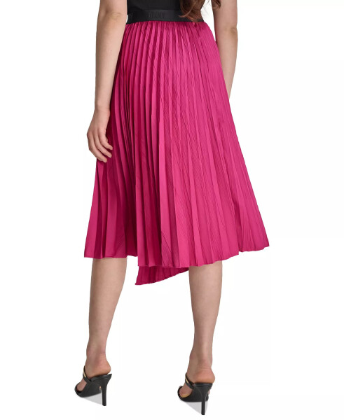 Women's Asymmetric Pleated Pull-On Midi Skirt Raspberry C - 2