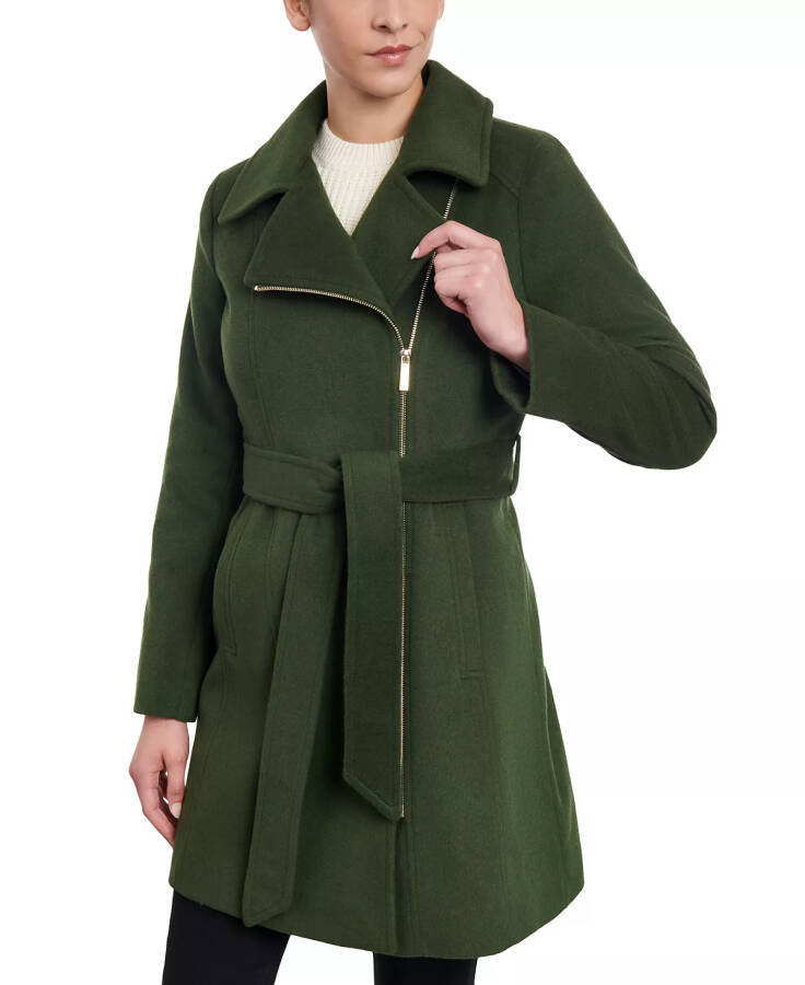 Women's Asymmetric Wool Blend Wrap Coat Jade - 1