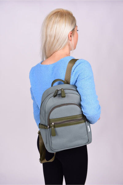 Women's Backpack with Double Compartments and Leather Detail - 3