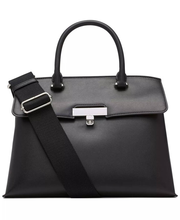 Women's Becky Turnlock Convertible Satchel Black Silver-Tone - 1