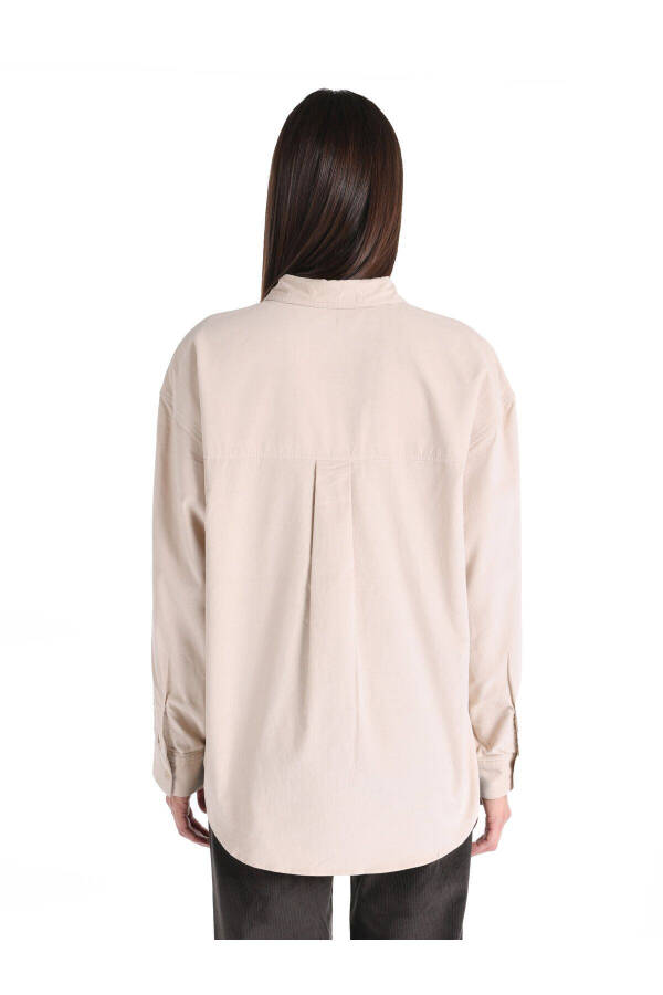 Women's beige, long-sleeved, regular fit shirt - 2