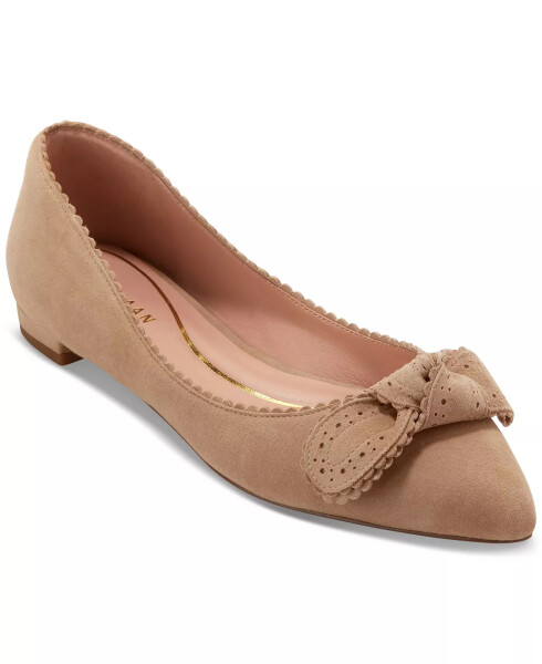 Women's Bellport Bow Skimmer Flats Blush Tan Suede - 1