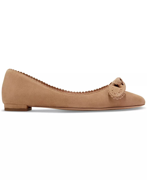 Women's Bellport Bow Skimmer Flats Blush Tan Suede - 2