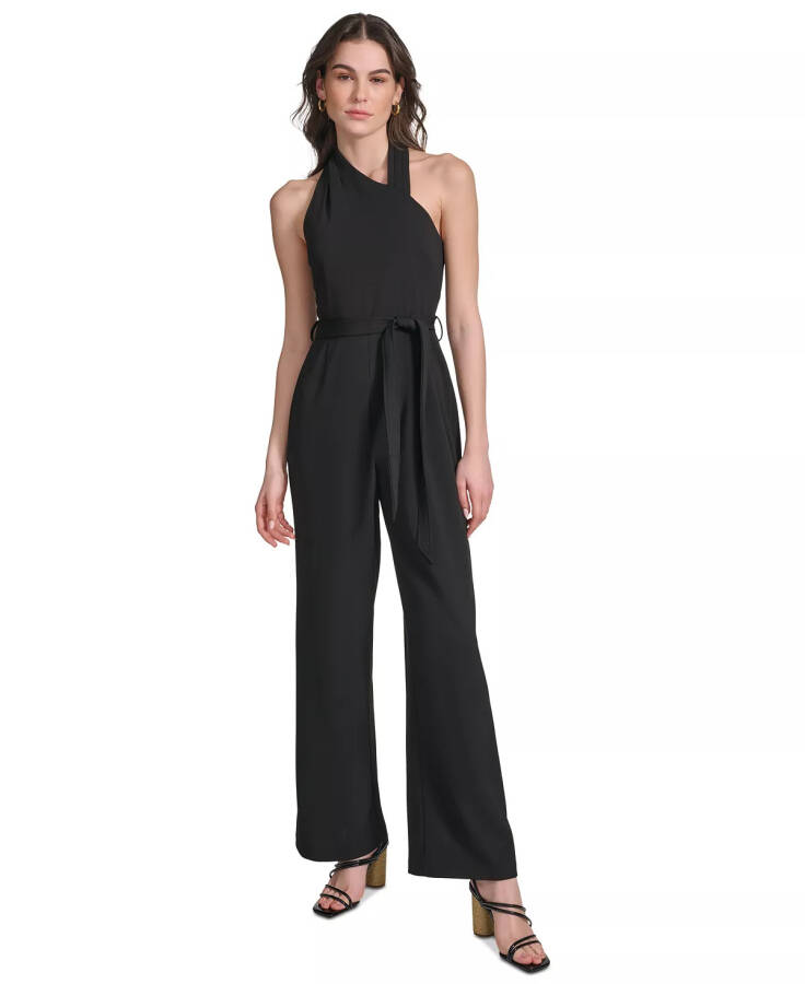 Women's Belted Flare-Leg Jumpsuit Black - 1