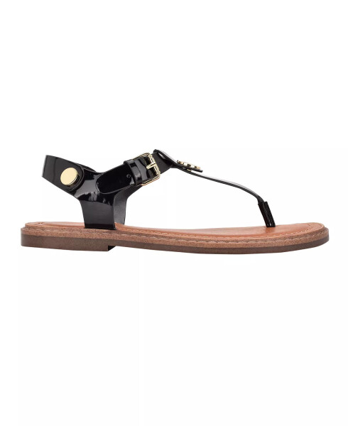 Women's Bennia Thong Flat Sandals Black Patent - 2