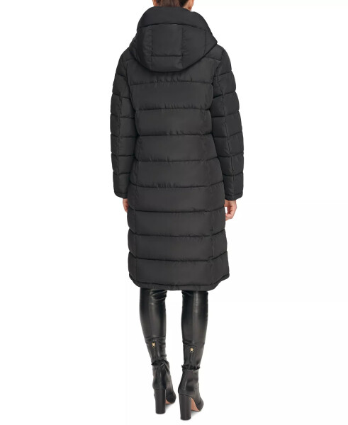 Women's Bibbed Hooded Puffer Coat Black - 2