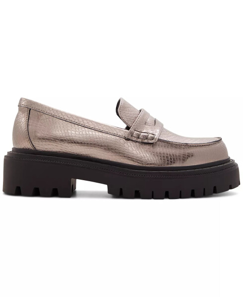 Women's Bigstrut Lug-Sole Loafers Pewter Metallic Snake - 7