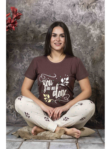 Women's Bike Neck Printed Pajama Set - 1