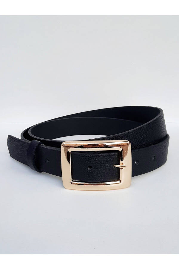 Women's Black Belt with Gold Buckle - 1