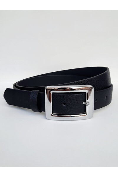 Women's Black Belt with Silver Buckle - 1