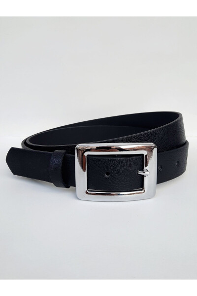 Women's Black Belt with Silver Buckle - 2