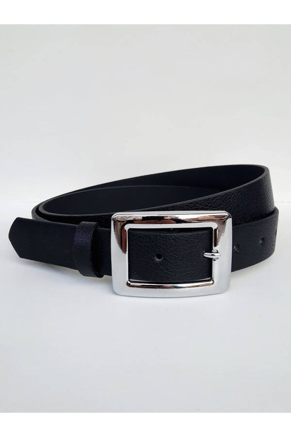 Women's Black Belt with Silver Buckle - 3