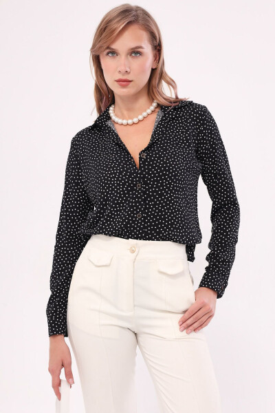 Women's Black Dot Long Sleeve Shirt ARM-22K001064 - 1