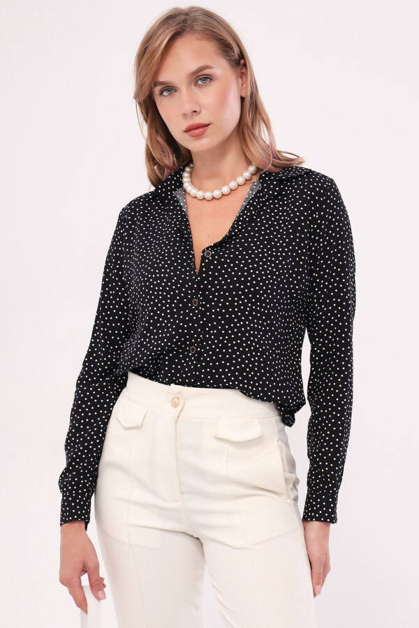 Women's Black Dot Long Sleeve Shirt ARM-22K001064 - 3