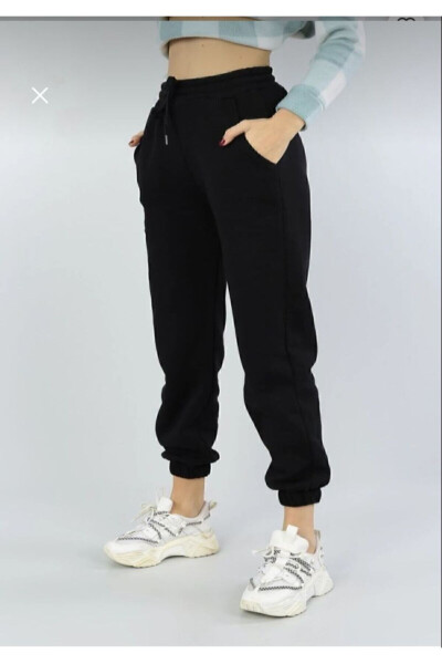 Women's Black High Waisted Jogger Sweatpants - 1