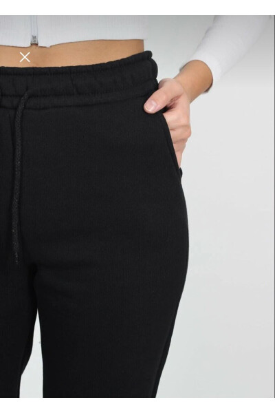 Women's Black High Waisted Jogger Sweatpants - 3