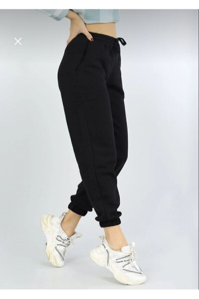 Women's Black High Waisted Jogger Sweatpants - 4