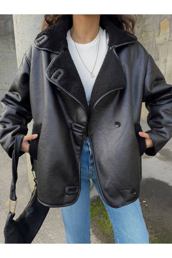 Women's Black Oversized Jacket - 16