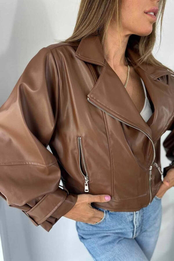 Women's Black Oversized Leather Jacket - 10