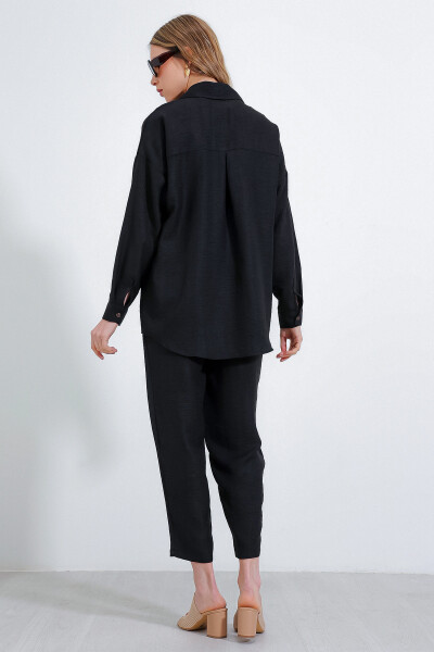 Women's Black Oversized Linen Jumpsuit 6622 - 24