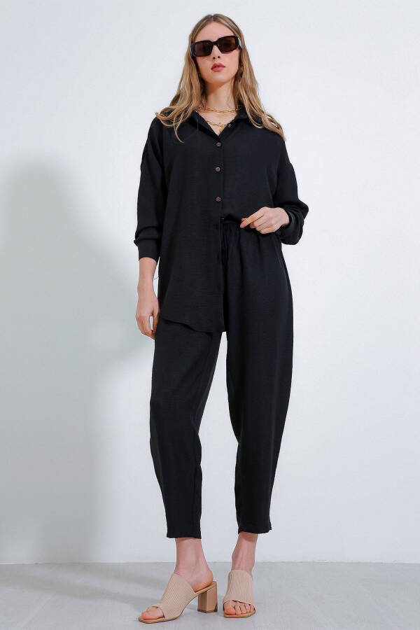 Women's Black Oversized Linen Jumpsuit 6622 - 7