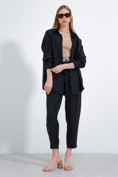 Women's Black Oversized Linen Jumpsuit 6622 - 9