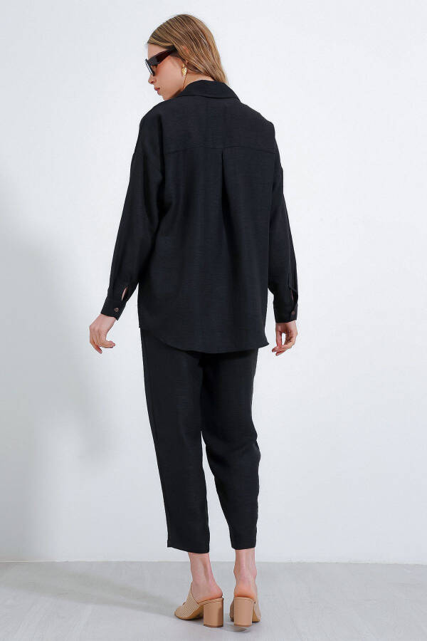 Women's Black Oversized Linen Jumpsuit 6622 - 12