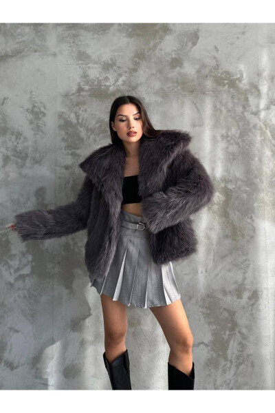 Women's Black Premium Plush Winter Faux Fur Coat - 8