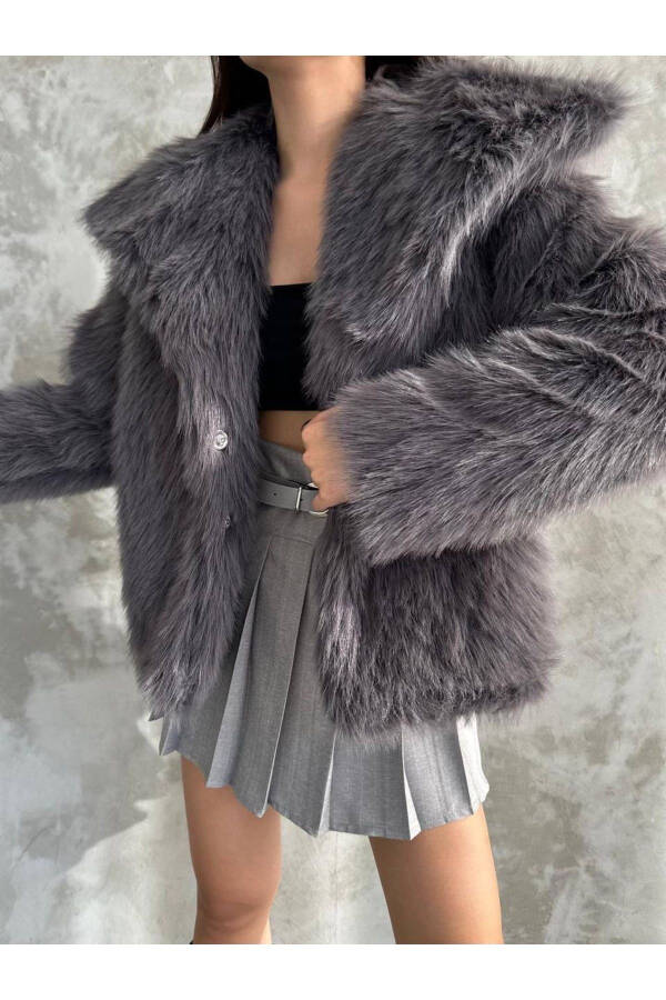 Women's Black Premium Plush Winter Faux Fur Coat - 9