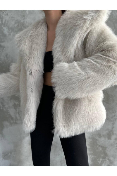 Women's Black Premium Plush Winter Faux Fur Coat - 1