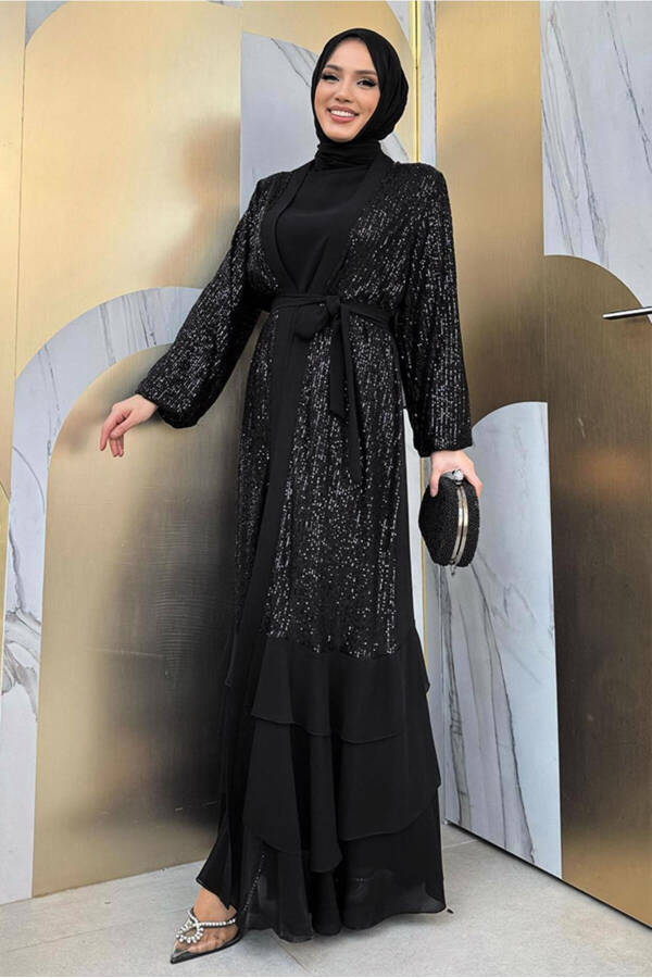 Women's Black Sequined Dress Suit T 3848 - 7