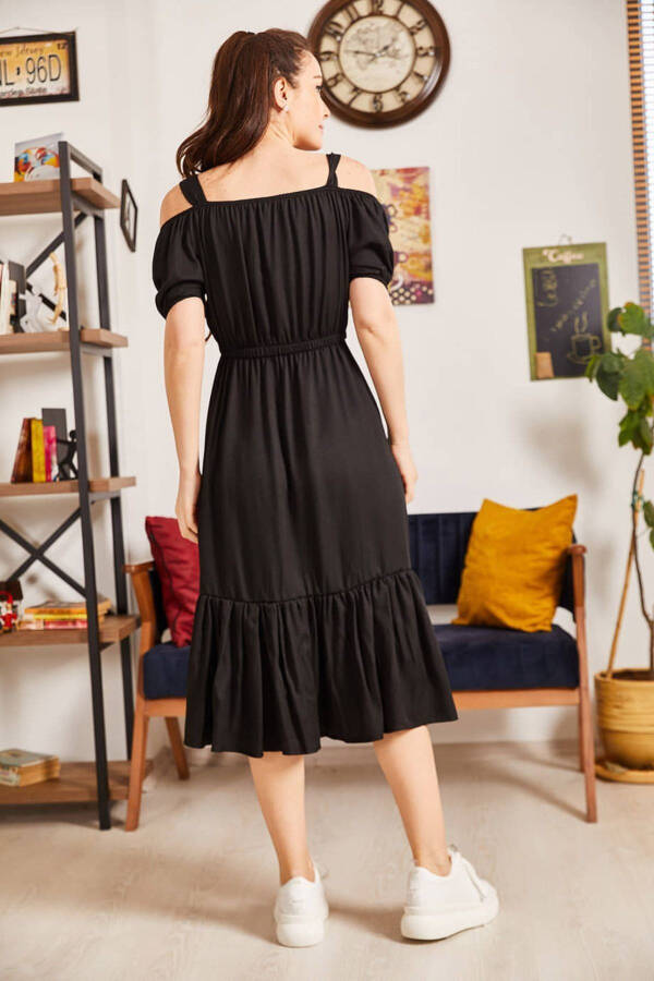 Women's Black Strapless Dress with Elastic Waist ARM-21K001214 - 7