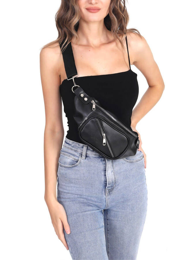 Women's Black Waist and Crossbody Bag - 4