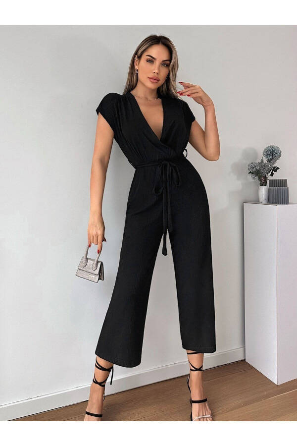 Women's Black Wrap Dress with Belt ARM-20Y042008 - 1