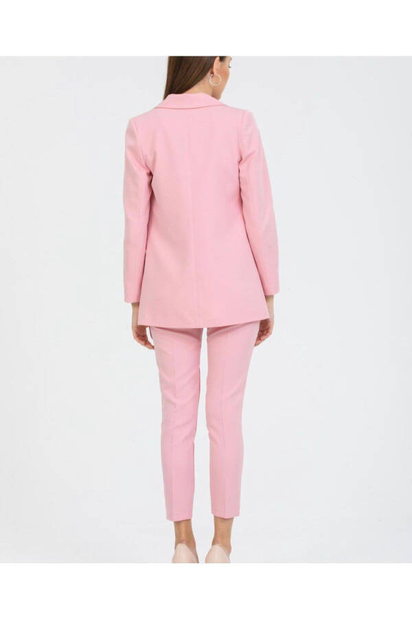 Women's Blazer Jacket Belted Pants Suit Pink - 5