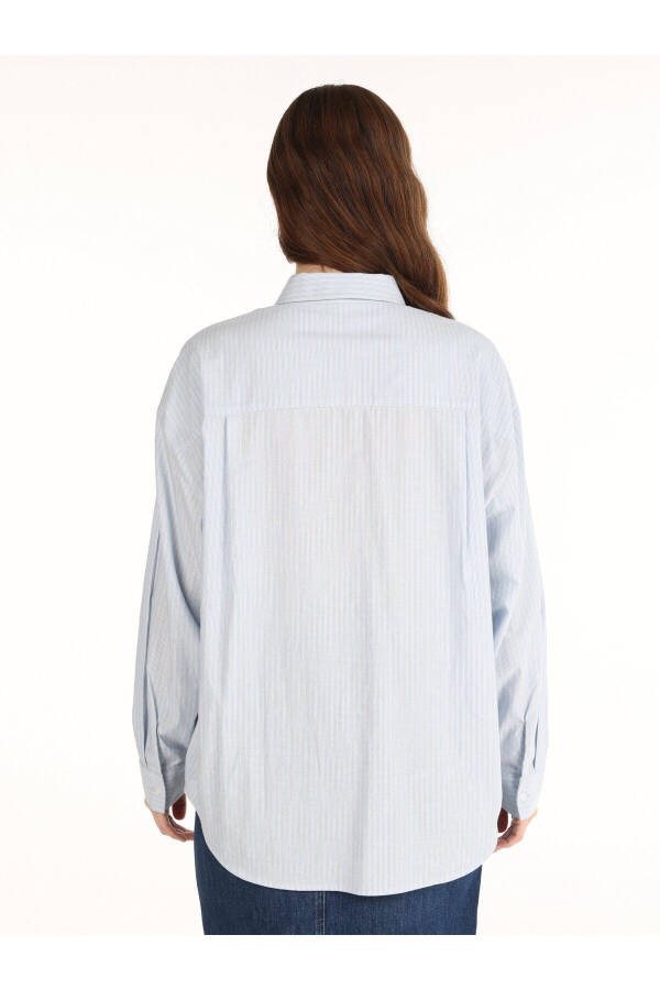 Women's blue striped long sleeve shirt - 2