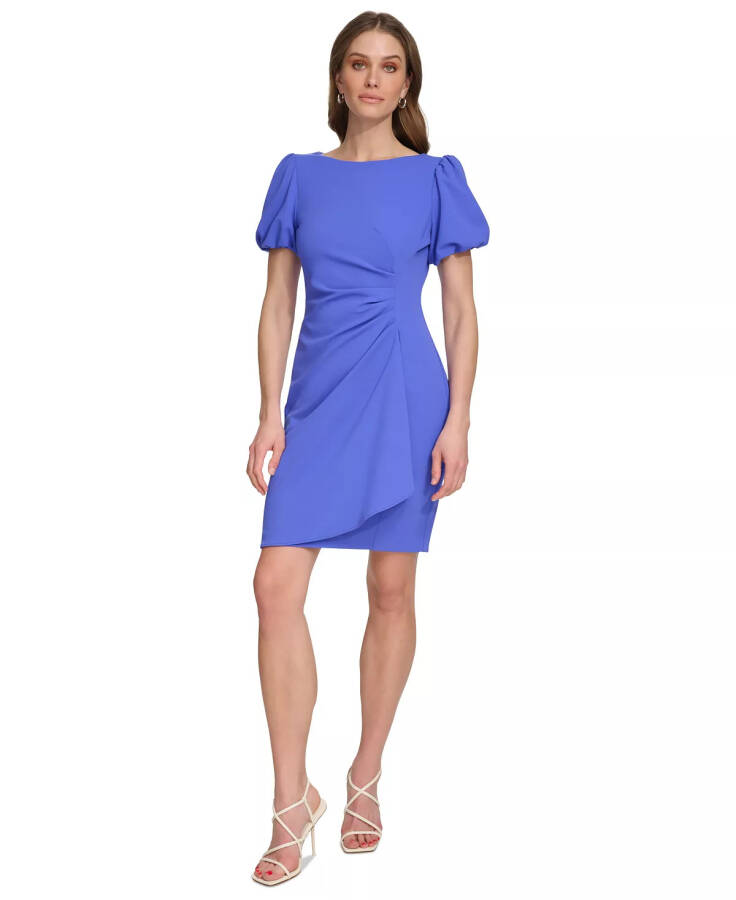 Women's Boat Neck Puff-Sleeve Sheath Dress Iris - 1