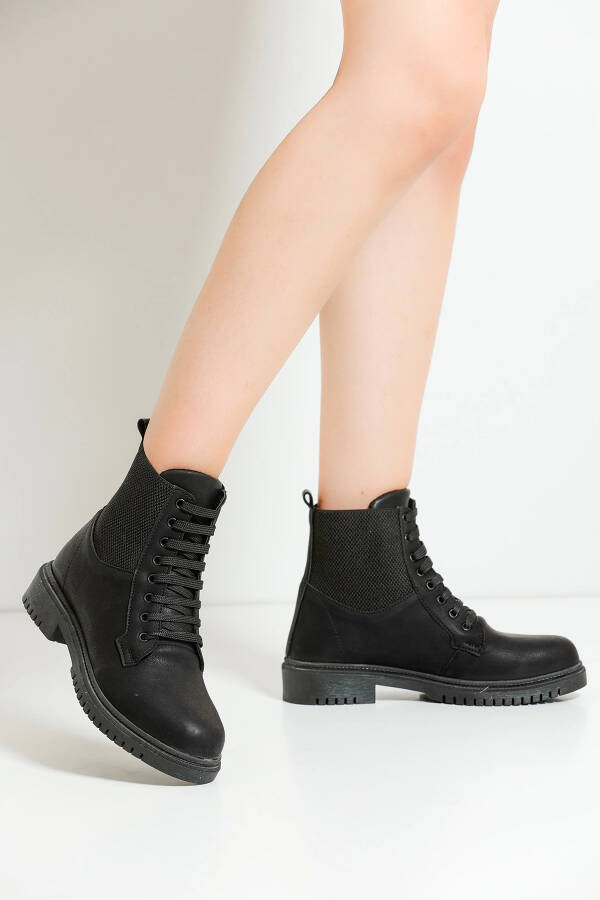 Women's Boots PTK014 - Black Leather - 1