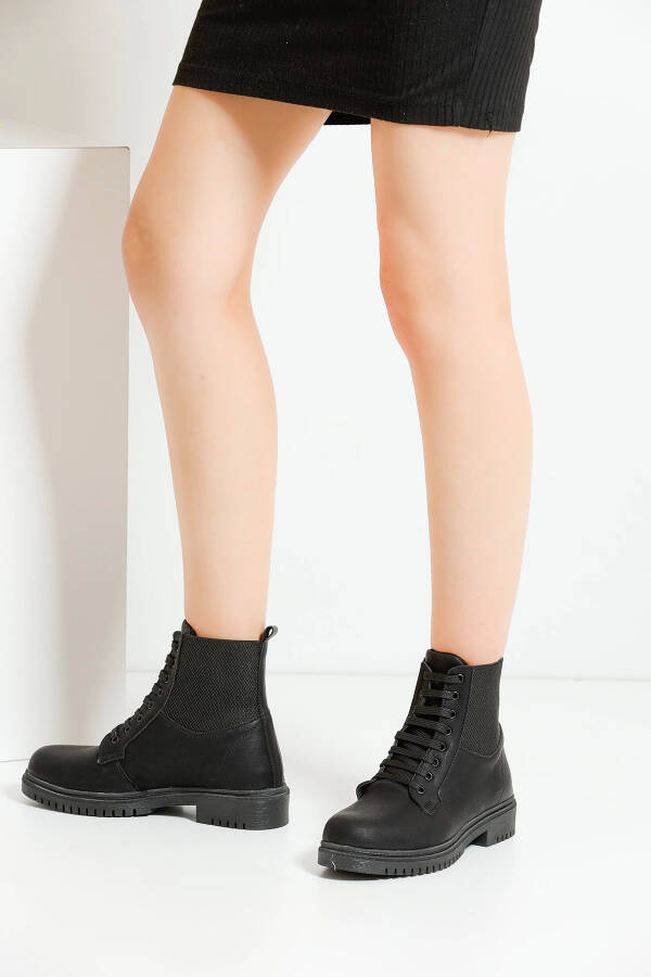 Women's Boots PTK014 - Black Leather - 2