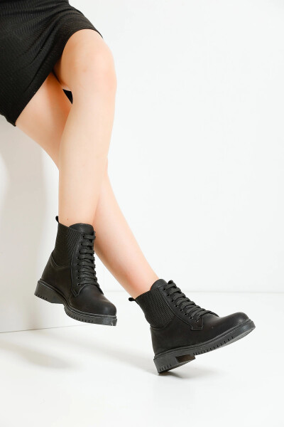 Women's Boots PTK014 - Black Leather - 3