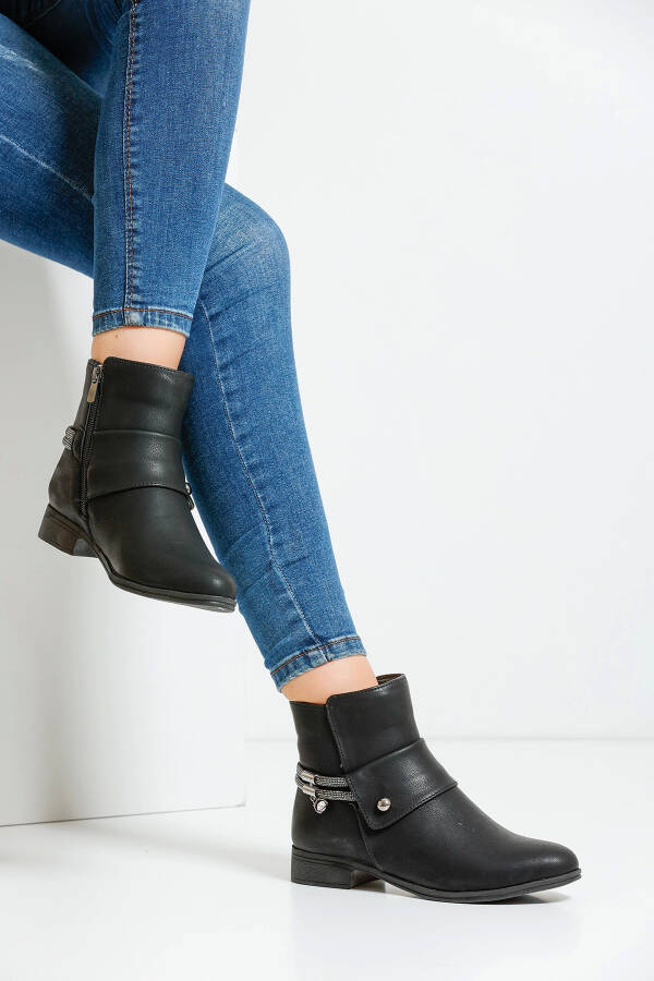 Women's Boots PTK017 - Black Leather - 3